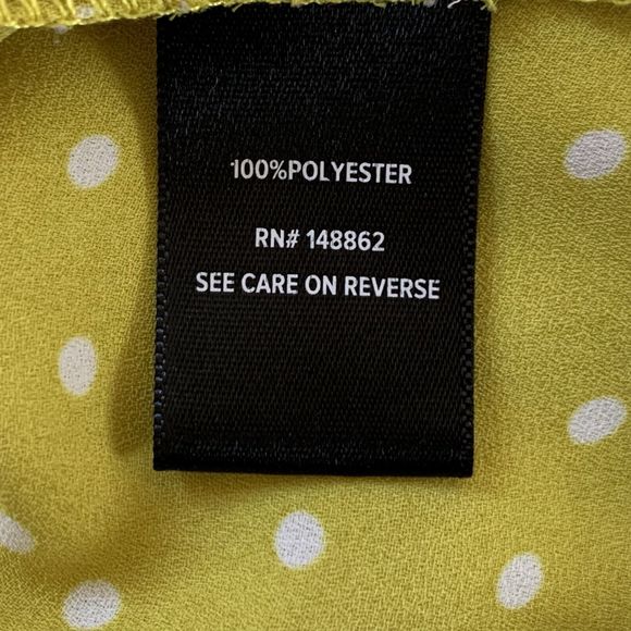 Torrid 4 Button Up Blouse Chartreuse Yellow W/ Polka Dots Covered Buttons 3/4 Sl - Picture 12 of 13